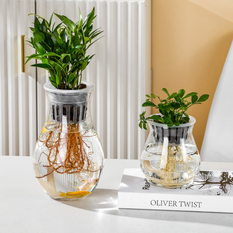 Mini Hydrokultur Blumentopf Aquarium transparent Kunststoff Soilless Blumentöpfe Selbst Bewässerung Pflanzer Topf Vase Hause Dekoration