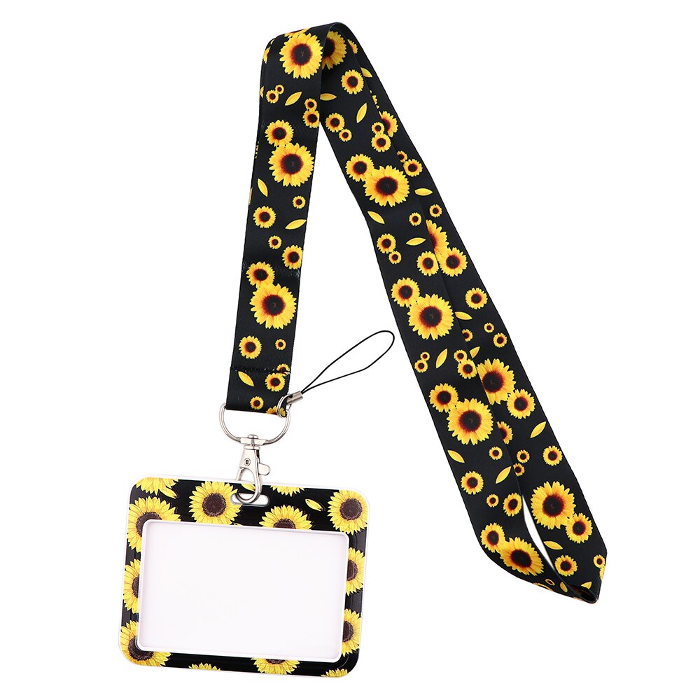 YL11 Zwarte Zonnebloem Key Lanyard Auto Sleutelhanger Personaliseren Kantoor Id-kaart Pass Gym Mobiele Telefoon Sleutelhanger Badge Houder Accessoires: 5