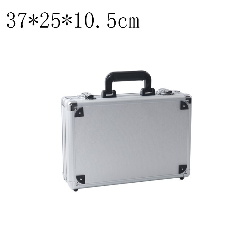 Aluminiumlegering Draagbare wachtwoord toolbox multifunctionele Koffer storage case Veiligheid instrument apparatuur geval met spons: Silver