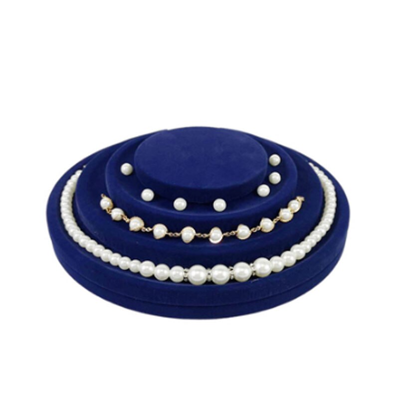 Velvet Jewelry Display Holder Blue Ring Necklace Bracelet Jewelry Organizer Storage Stand Engagement Jewelry Counter Showcase: Pear tray21x5