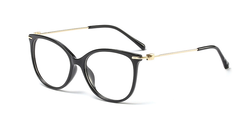 45772 Cat Eye Retro Glasses Frames Men Women Optical Computer Glasses: C1 black clear