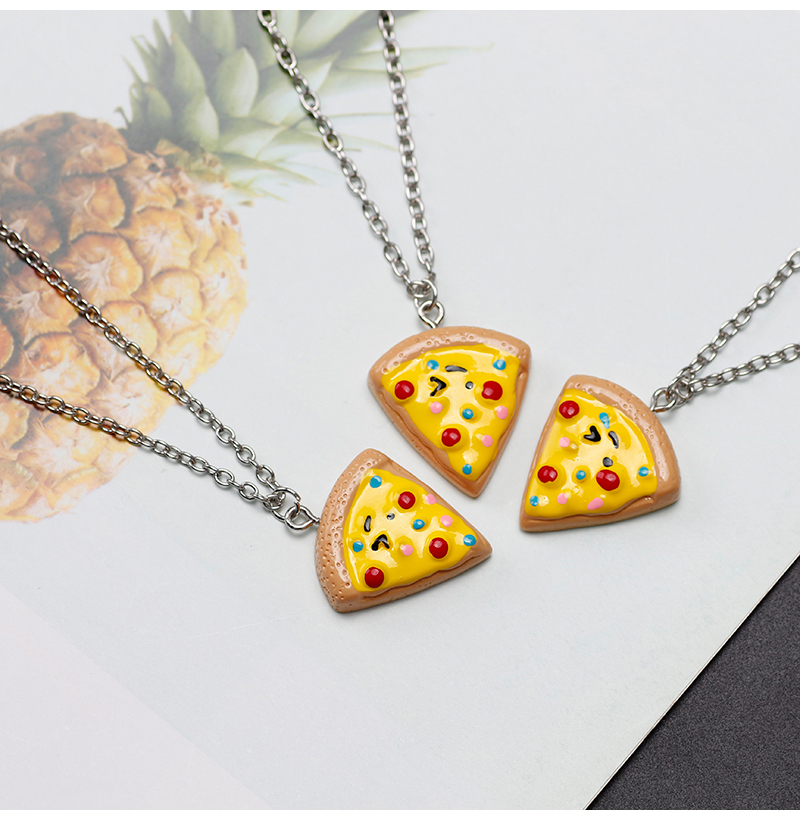 Mini Pizza BFF collier pour enfants dessin animé mignon 3D Pizza pendentif amitié collier breloques bijoux à bricoler soi-même accessoires