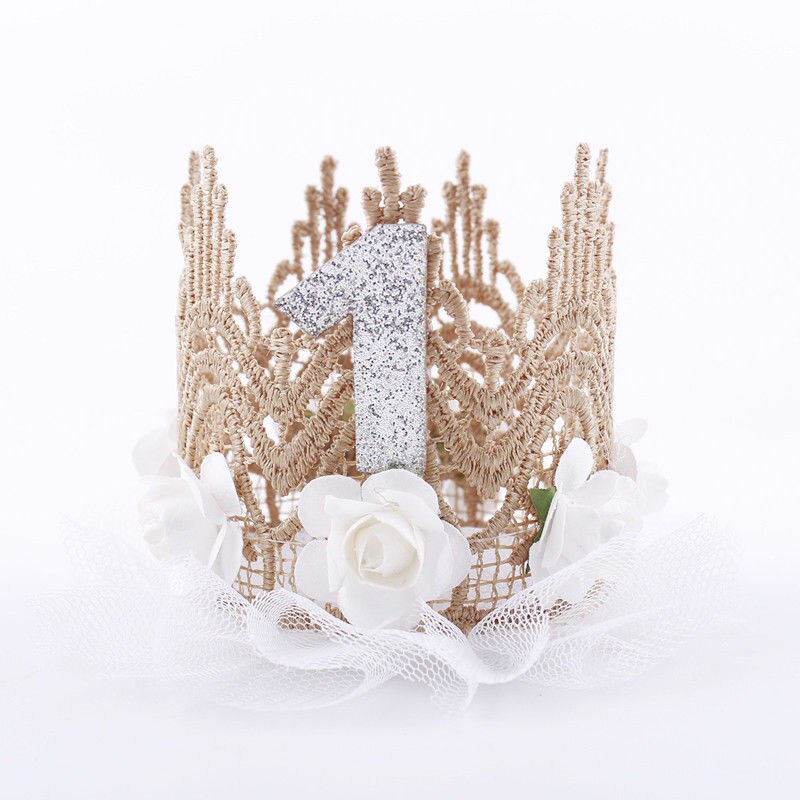 Accesorios para niña pequeña, tocado floral, diadema decorativa, diadema para de cumpleaños, Tiaras de princesa de hadas: Blanco
