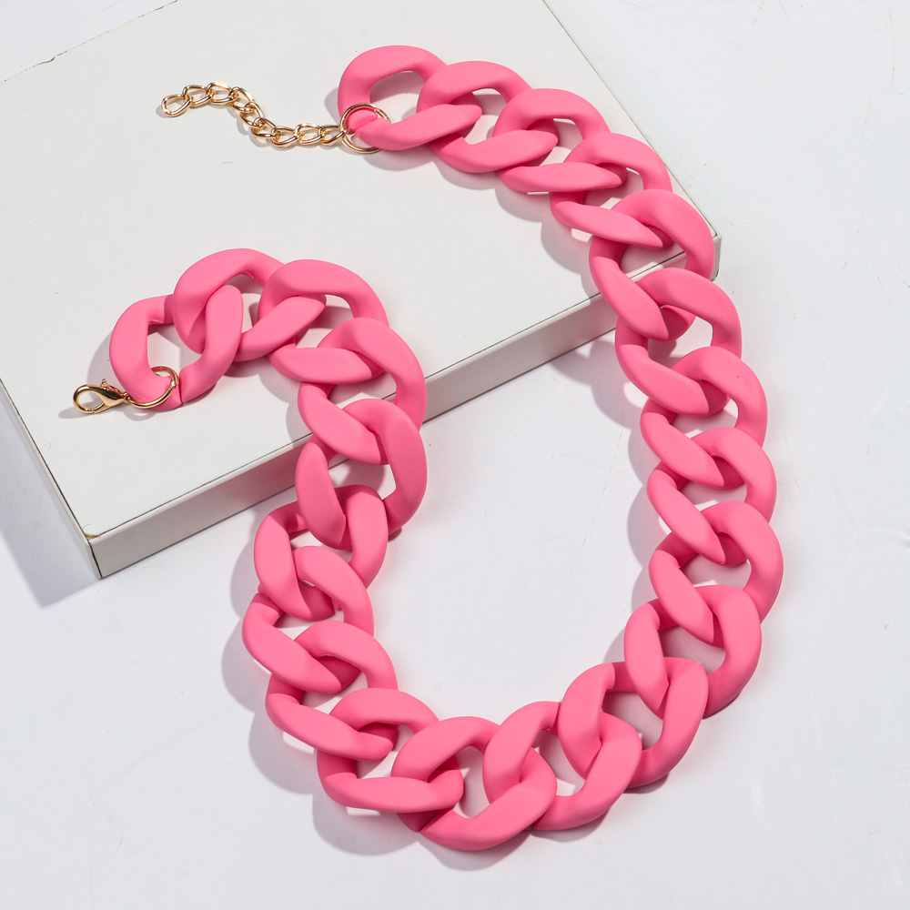 Nuevos collares gargantilla de cadena ancha de acrílico mate colorido para mujer, Collar grueso de resina bohemia llamativo, joyería de: Cobalto violeta