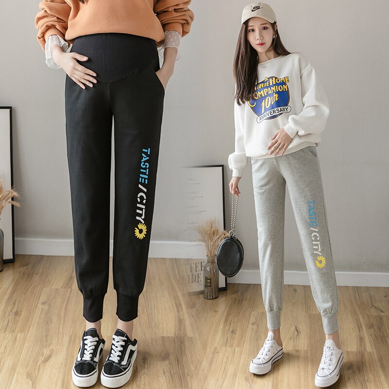 5132# Maternity Pants Summer High Waist Casual Pants Loose Comfy Belly Support Pants Elastic Waist Maternity Trousers