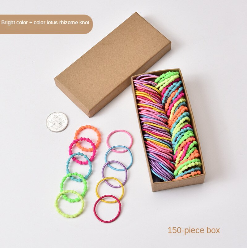 Kinderen Rubber Haarband Niet-Wegwerp Haarband Boxed Baby Kleine Nummer Meisjes Haarband Meisje Haar Accessoires Hoofdtooi: Brightly Colored 100   Color Lotus Rhizome Knot 50