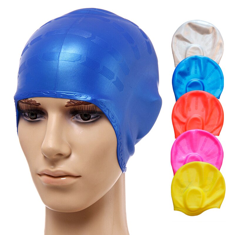 Svømmehætte ører beskytter silikone vandtæt til langt hår kvinder mænd voksne svømmehætter damer dykkerhætte hat
