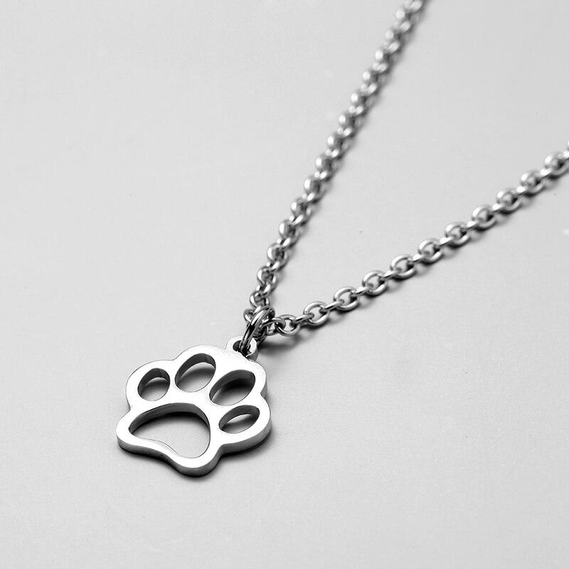 men necklace women chain stainless steel Necklace Women Men Simple Long Chain dog footprints pendant Necklace jewelry