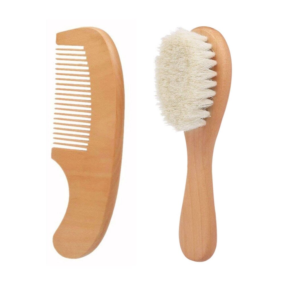 Appena nato Del bambino Naturale di Lana Del bambino Di Legno Spazzola di capelli Pettine Neonato Spazzola di Capelli infantile Testa Massaggiatore Portatile Del bambino Pettine Dei Capelli Spazzola Da Bagno pettine