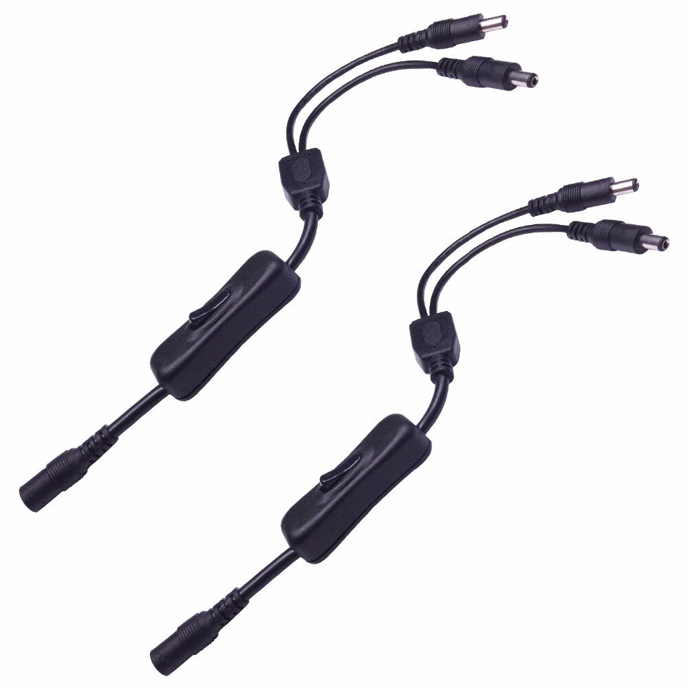 2pcs Manual Inline DC Switch 5.5mm x 2.1mm 1 to 2 Splitter DC Inline Power Switch DC Inline On/Off Rocker Switch for CCTV