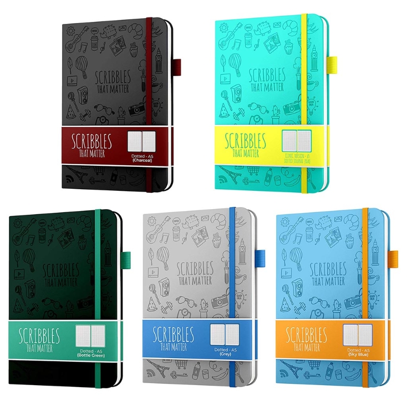 200Pages A5 Practical Scribbles Notebook Dotted Hardcover Travel Journal To-do List Notepad Xmas for Kid Teen Adult