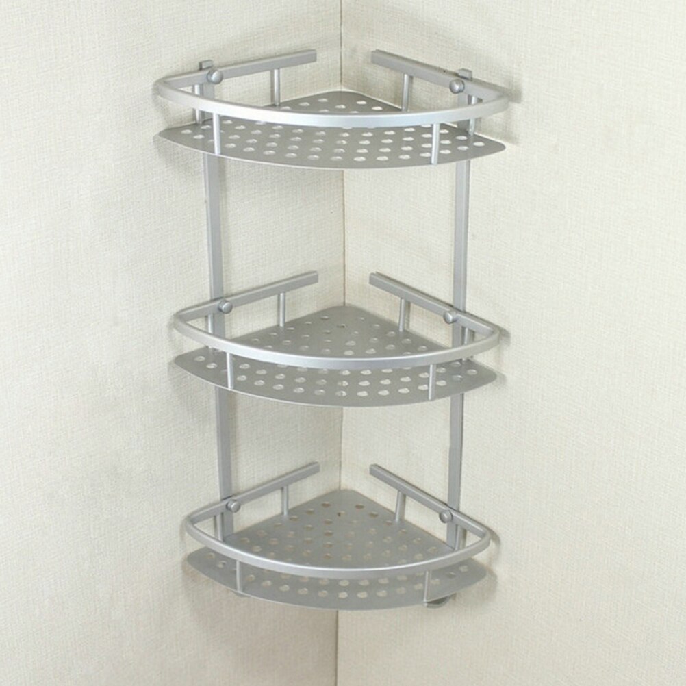 Aluminium Badkamer Plank 1/3Tiers Bad Douche Plank Bad Shampoo Houder Mand Houder Hoekplank Chrome Badkamer produc