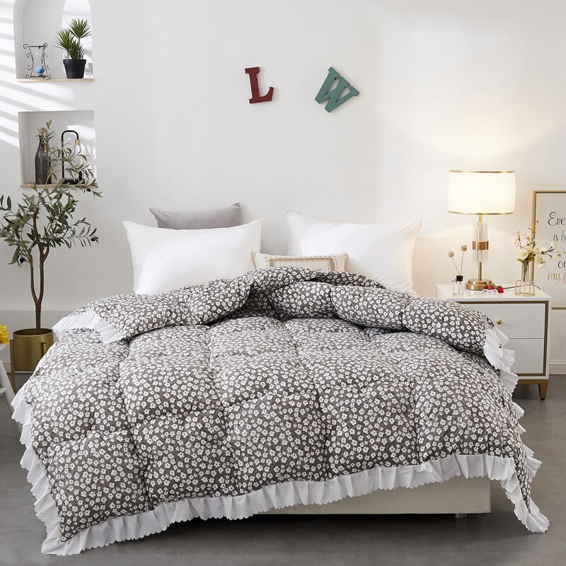Heimat Textilien Rustikalen Ziemlich Jahrgang Gemütliche Rüschen Decke Gewaschen Baumwolle Dicken Tröster Weiche Bettwäsche Königin Beste 150x200cm: 100x150cm 1000g / grau