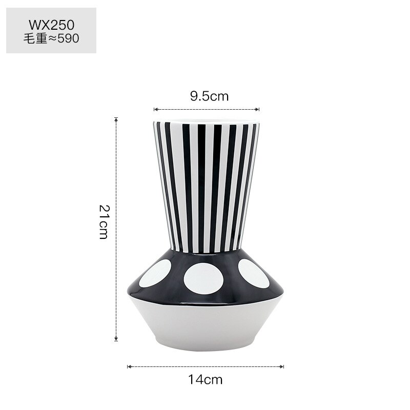 Vase géométrique en céramique noir et blanc, bouteille style scandinave moderne, décoration pour la maison, bureau, salon, de pendaison de crémaillère: WX250