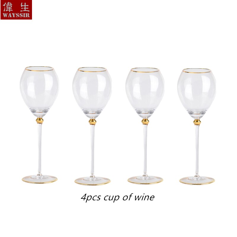 Palatsstil champagne kristallglas kopp bröllop rostningsfest guld linje ädelvin kopp dekoration cocktail dricka: 4 st vinkopp