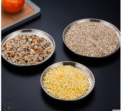 Household double insulated stainless steel plate disc flat bottom plate dish plate flat plate barbecue