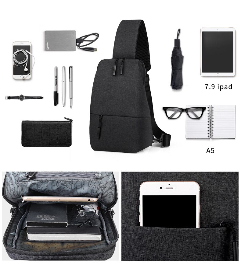 Female Male Travel Bag Shoulder Bag Chest Pack Business shoulder bags Anti theft Crossbody Bag Casual Style Bags