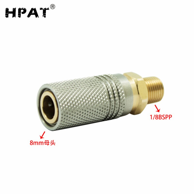 HPAT-acoplador rápido de enchufe 1/8NPT 1/8BSPP M10 * 1 rosca, estándar US C02 HPA, 2 unids/lote E: 1-8BSPP