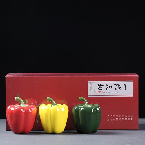 Kreative Keramik Tee Caddie Grün Pfeffer Tee Dosen Mini Tragbare Reise Lagerung Dosen Chinesischen Kung Fu Tee Kasten Keramik Tee Glas