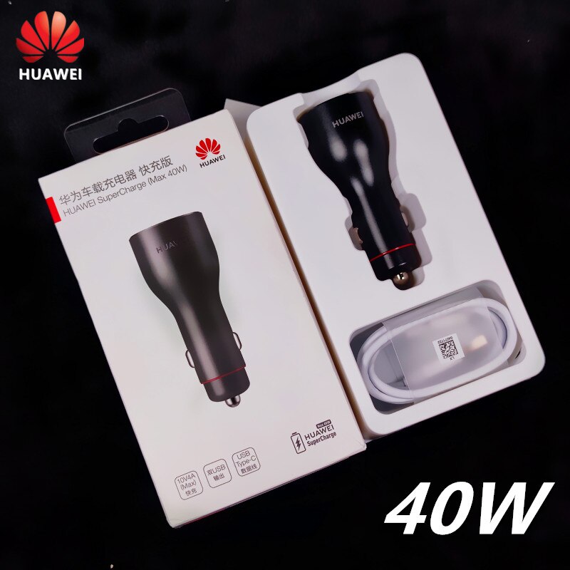 Huawei Supercharge Autolader 40W Super Charge Adapter Dubbele Usb 5A Type-C Kabel Voor Huawei P40 Pro p30 Mate30 Mate20 Pro P20