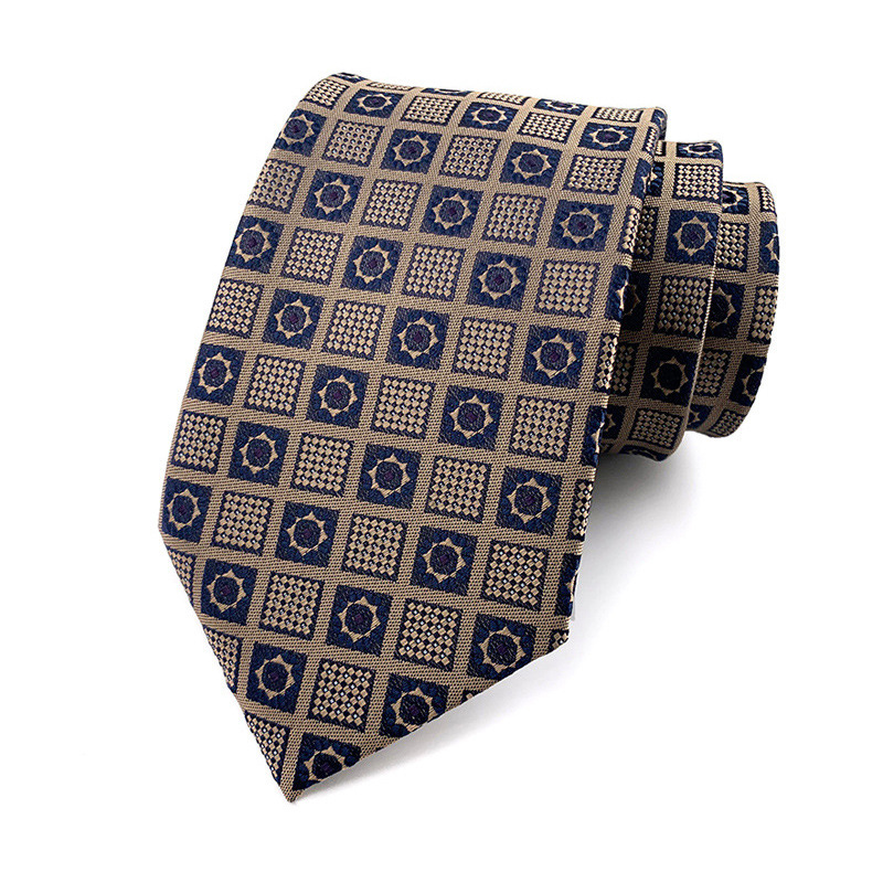 Corbata de lujo de 8CM para hombre, corbatas a cuadros de lunares para hombre, novio, padrino de boda, tejido Jacquard, Ascot, accesorios formales para de negocios: Verde militar