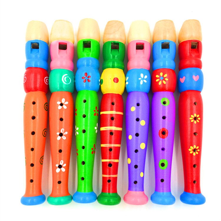 1pc kurze holzflöten für kinder, klanginstrumente für die frühe musikalische entwicklung, typ 6-, blockflöte, holzblasinstrumente