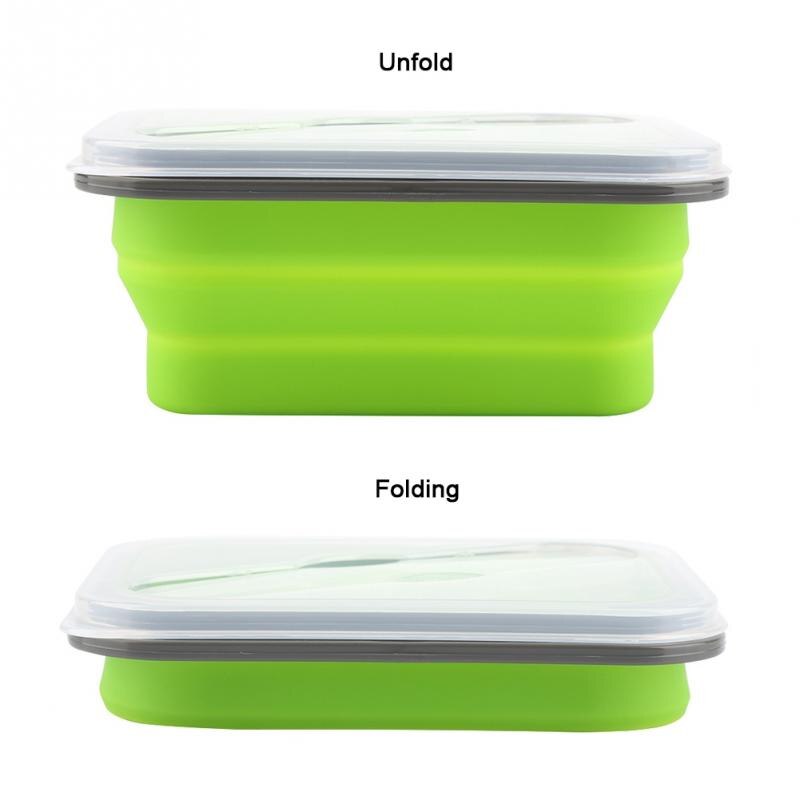 600ml Silicone Collapsible Lunch Box Portable Food Storage Container Folding Bowls Picnic Camping Rectangle Bento Box
