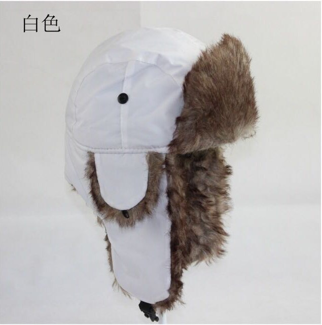 Brand Unisex Trapper Bomber Warm Russian Trooper EAR FLAPS Winter Ski Hat Men Women Cap Bomber Hats: White