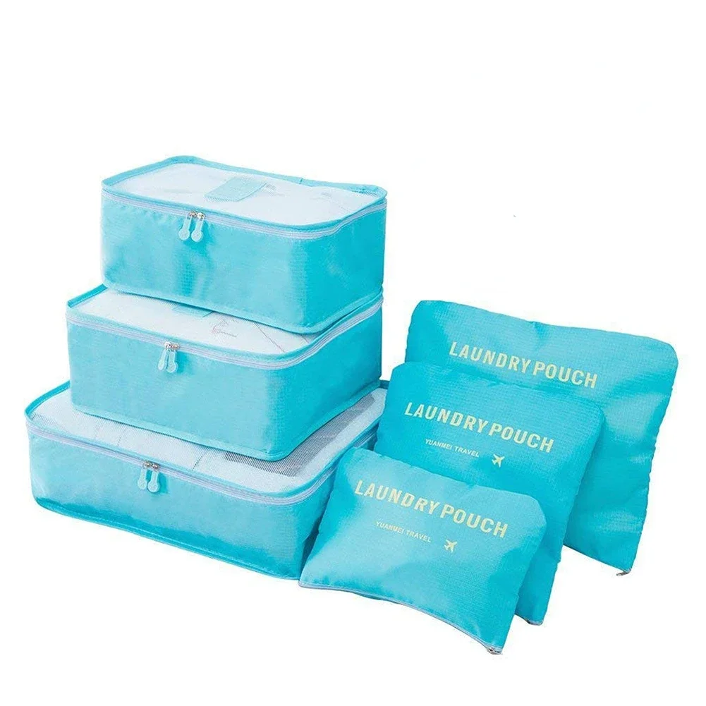 8/7/6 Stuks Set Reisorganisator Opbergzakken Koffer Verpakking Cubes Set Koffers Draagbare Opvouwbare Bagage Kleding Schoen netjes Pouch: Oranje
