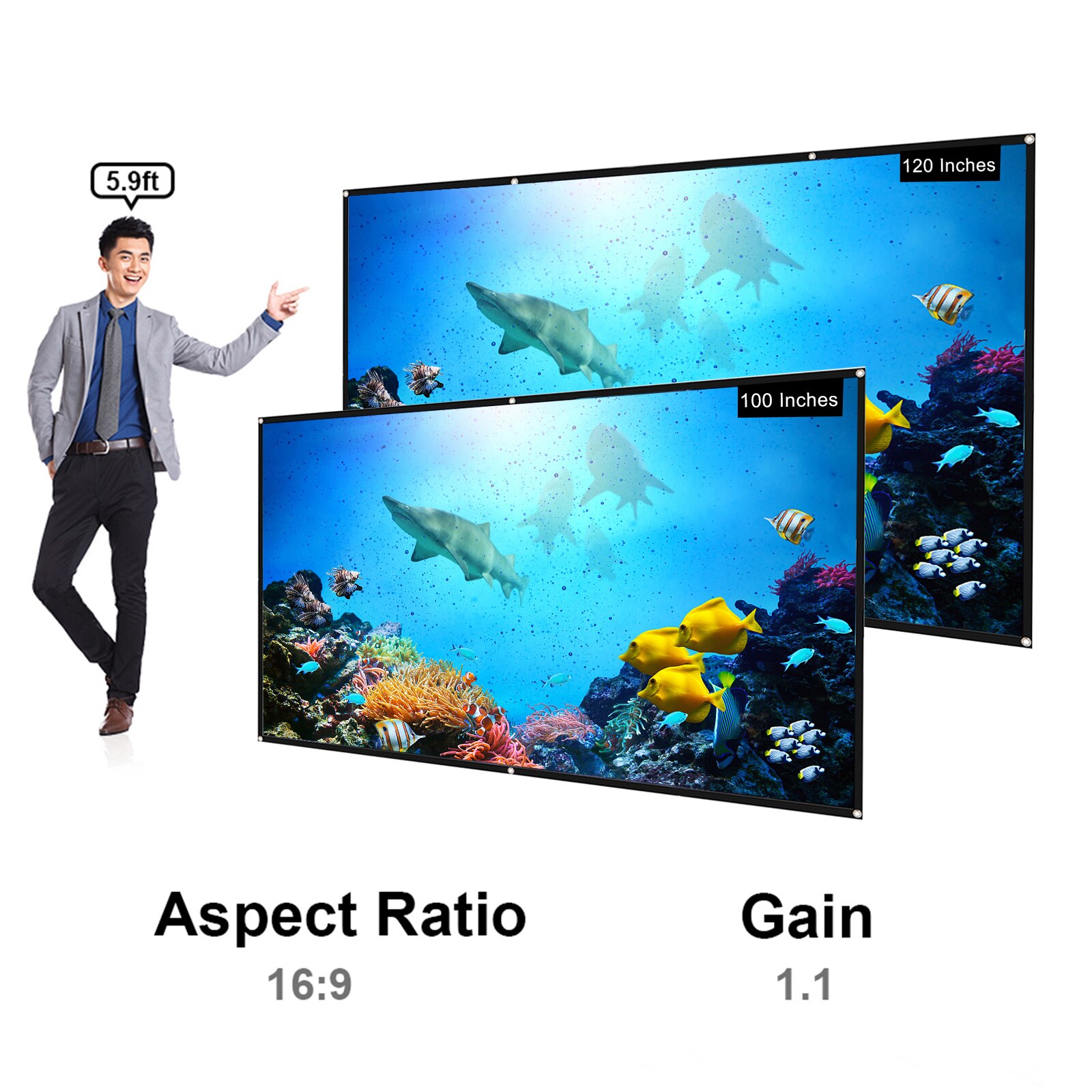 16:9 Projectiescherm 100Inch 120Inch Draagbare Hd Projector Scherm Opvouwbare Dikke Muur Scherm Voor Outdoor Home Theater