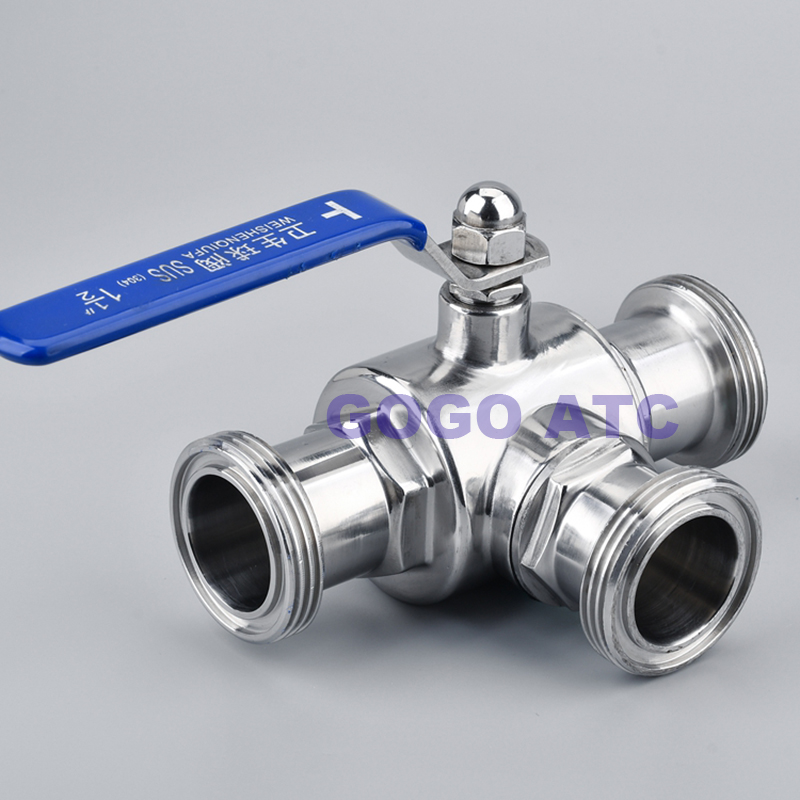 Sanitary three way Ball valve 19 25 32mm stainless steel 304 Food grade Male thread SMS Sanitary ball valve
