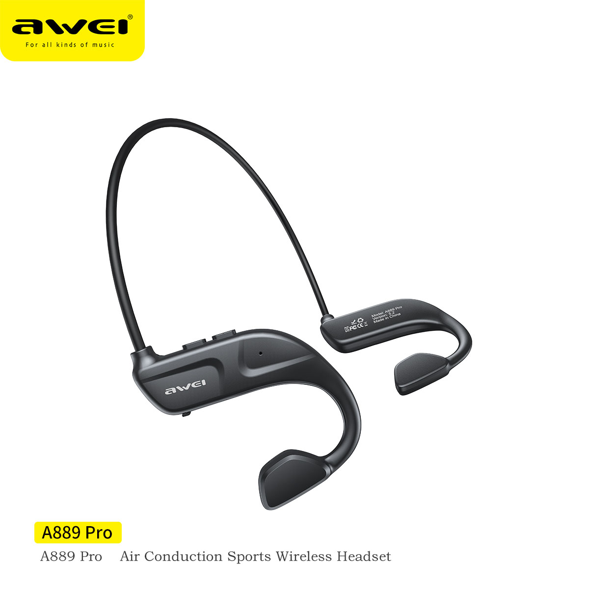 Awei A889Pro przewodzenie powietrza słuchawki bezprzewodowe słuchawki sportowe słuchawki Bluetooth Fone do uruchamiania zestaw słuchawkowy z mikrofonem: Default Title