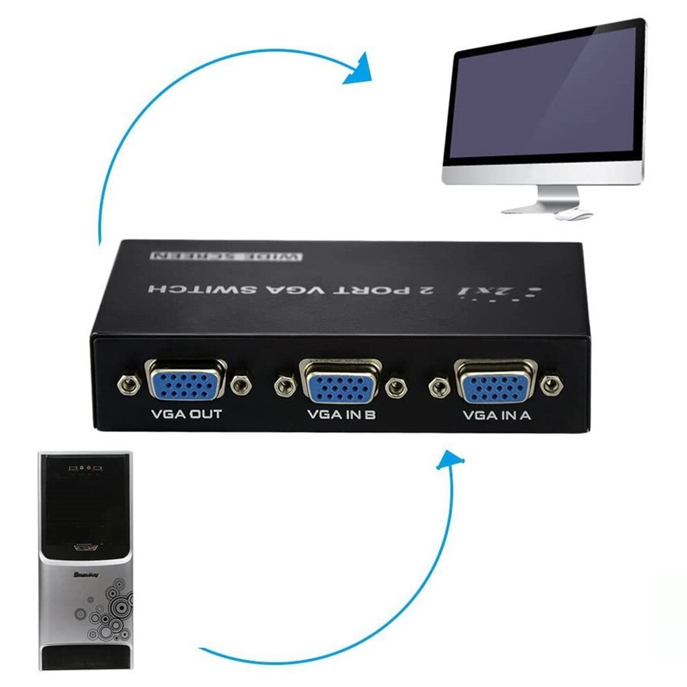 2 In 1 Heraus Mini 2 Port VGA Selector Box VGA/SVGA Manuelle Sharing Selector Switch Box Switcher Splitter für LCD PC Monitor