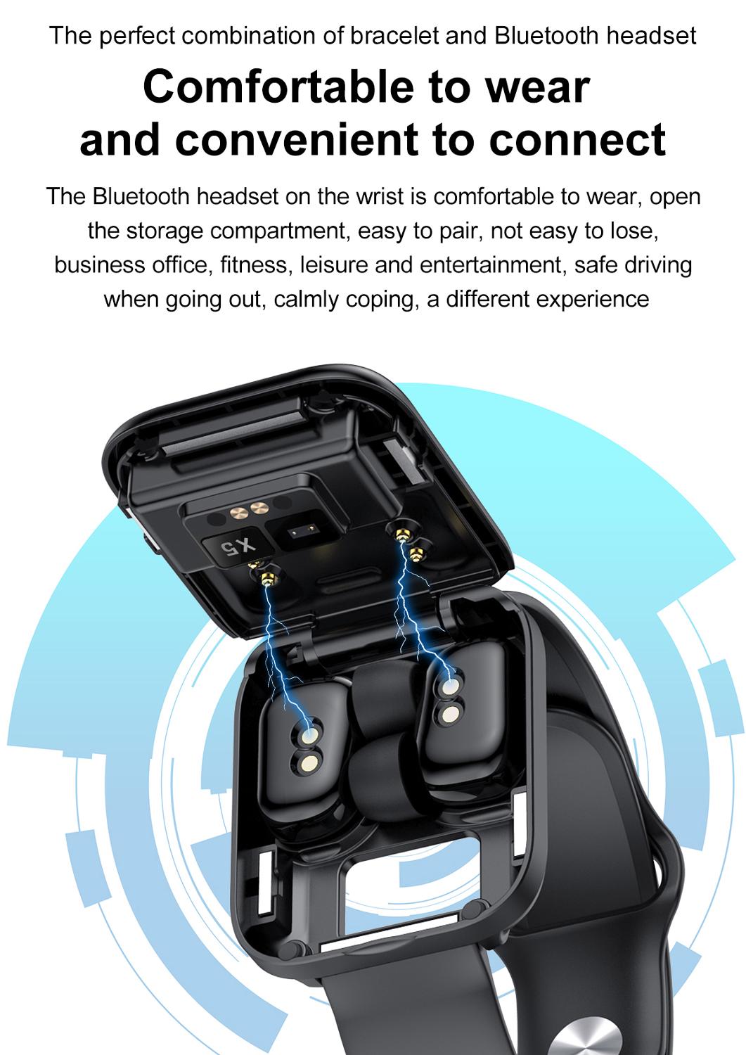 Ai smartwatch met bluetooth-oortelefoon, hartslagmeter, slimme polsband, smartwatch voor mannen en vrouwen, sportoortelefoon