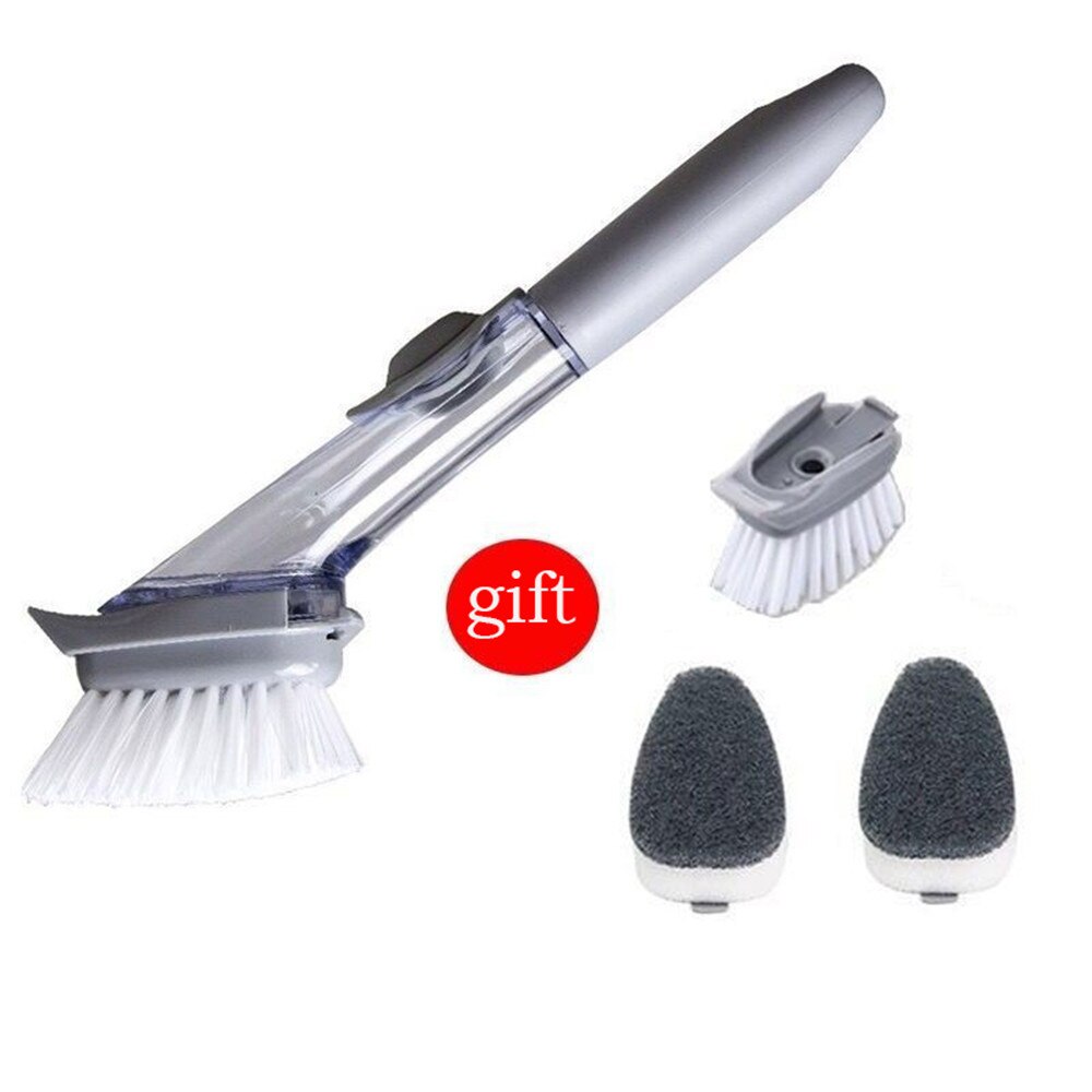 Dish-washing brush sponge long handle Automatically add detergent pot-washing brush multifunction degreasing kitchen accessories: 5