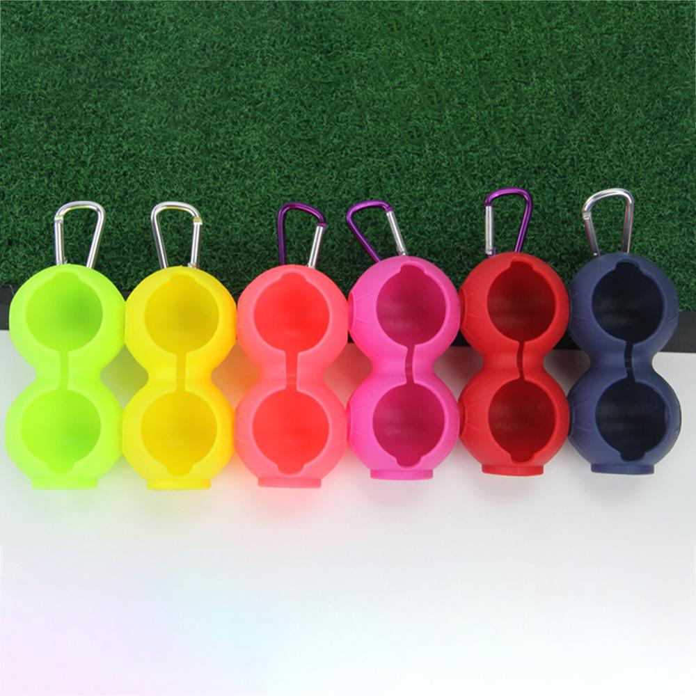 2 st karbinhake golfbollar skydda fodralhållare dubbelt skydd silikonfodral golfbollsfodral golf fitness sporttillbehör