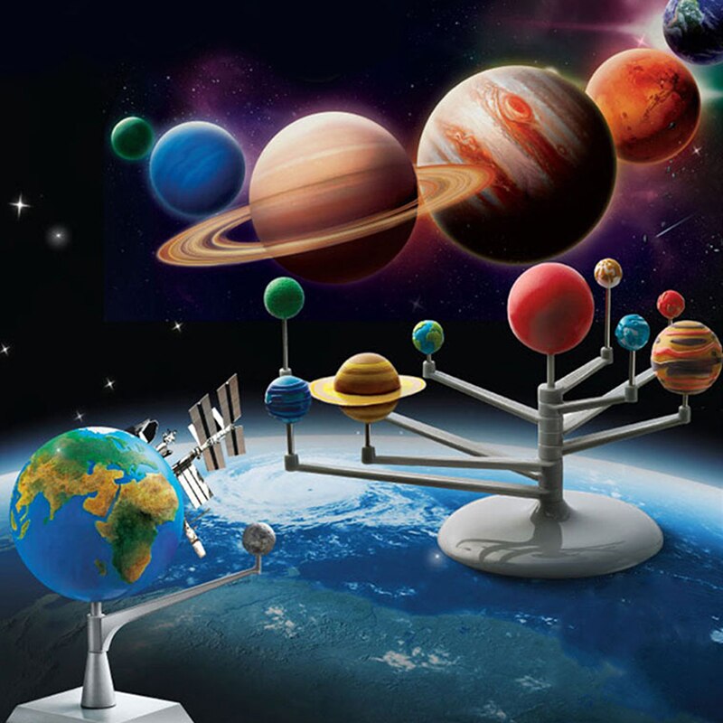 1 Set Solar System Nine Planets Planetarium Model Kit Astronomy Science Project DIY Kids Early Education For Child