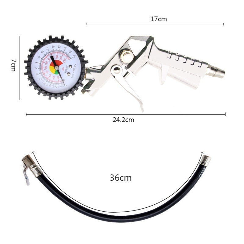 0-220PSI Bandenspanningsmeter Tyre Air Inflator Dial Manometer Air Bandenpomp Met Manometer Voor Auto Van Tool Air compressor