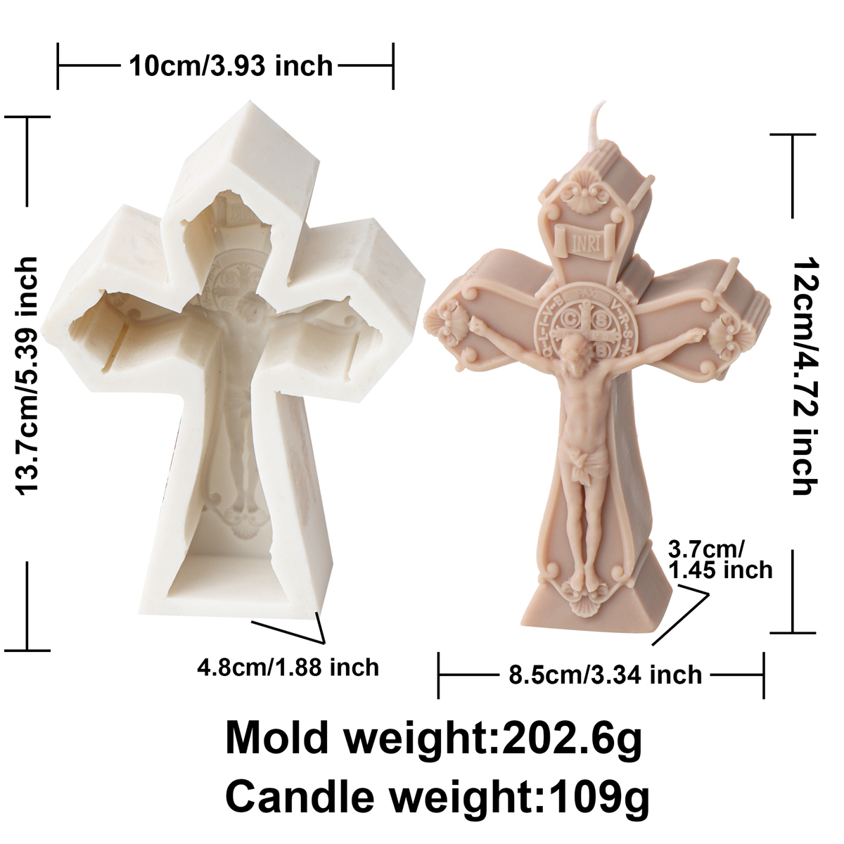 3d jesuskorsskulptur ljus silikonform hartsgjutning för arompärlor tvål gör-det-själv handgjord dekoration hantverk: Ljusgrå