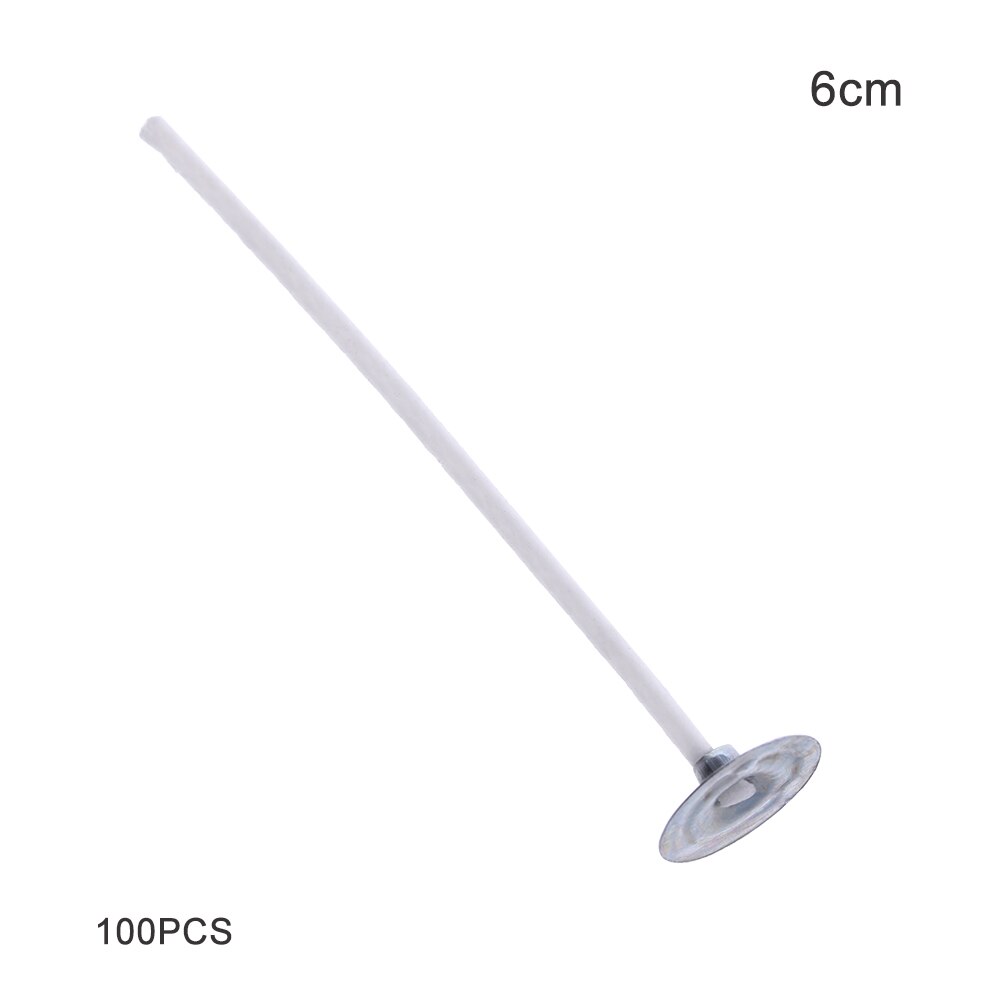 100 stk 2.6/6/10/12/16cm til å lage lavrøyk naturlig stearinvoks voks bomullskjerne håndlaget tilbehør røykfrie materialer: 6cm(100 stk)