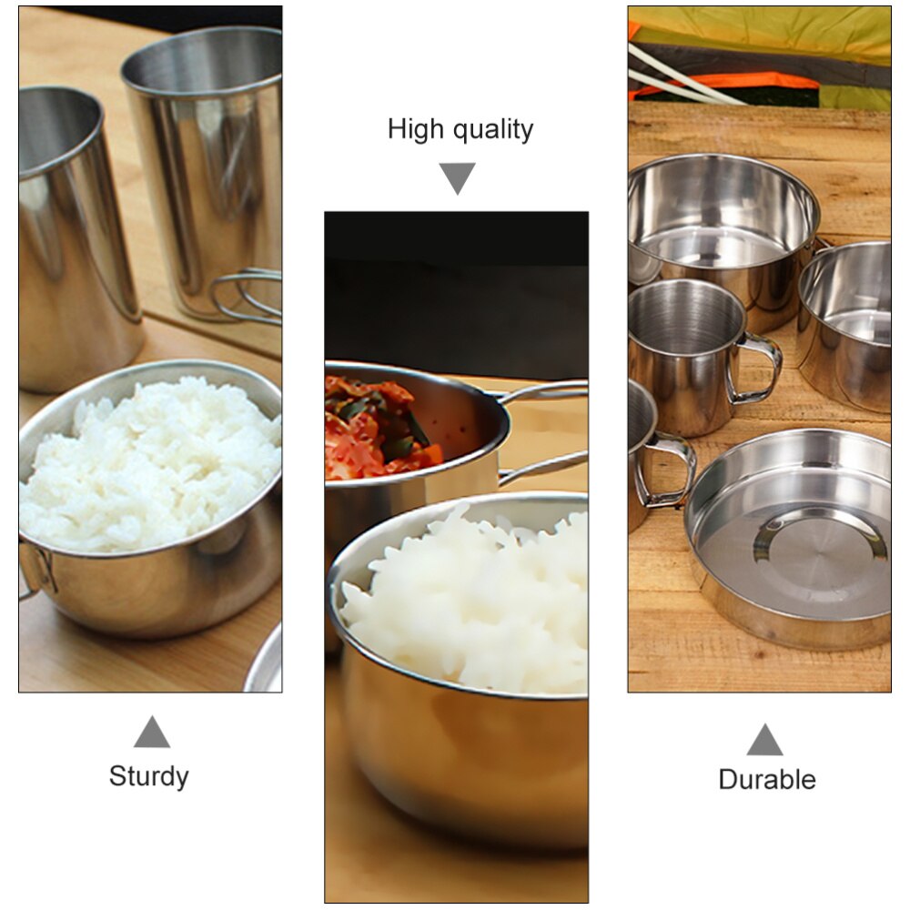 8 Pcs Backpacking Camping Cookware Picnic Cooking Cook Set Camping Cooking Pots Outdoor Tableware Cooking Supplies