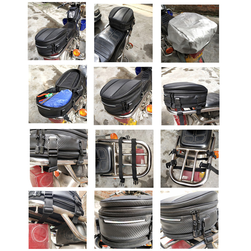 Motorcykel sædepose bagudskiftning sort 30 x 24 x 8-15cm 1pc tilbehør til arrangørdele