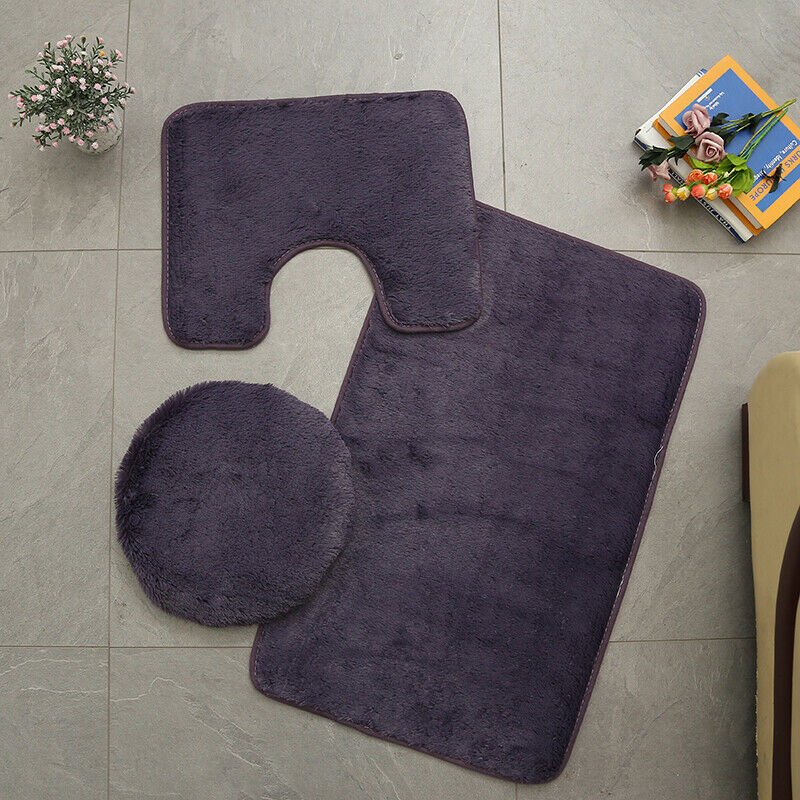 Zachte Bad Slaapkamer Vloer Douche Ronde Coral Fleece Mat Antislip Interieur Tapijt: Gray Purple