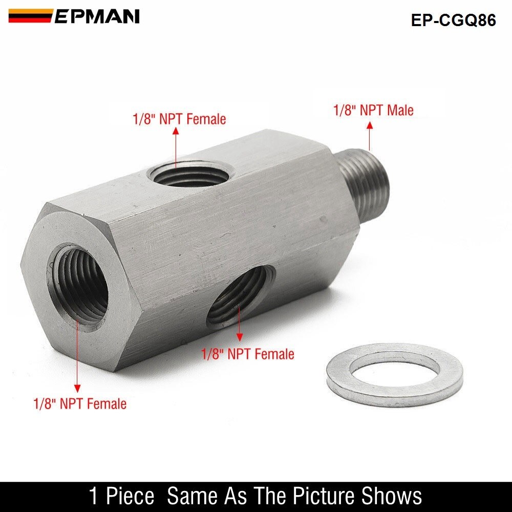 EPMAN 1/8'' NPT & 1/8" BSPT & M10 Oil Pressure Sensor Tee Adapters Turbo Supply Feed Line Gauge Stainless Steel CGQ200: CGQ86