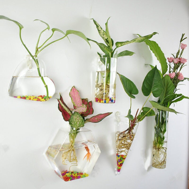 Europese glazen hydrocultuur wandbloemvaas, groene planten, wanddecoratie, aquarium, knutselen, scandinavische bloempot