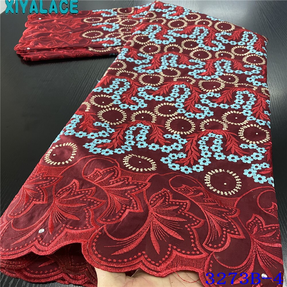 Tissu africain en dentelle sèche française Voile de suisse, tissu de en dentelle de coton brodée pour les robes de mariage, KS3273B