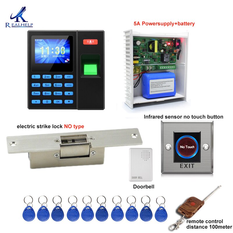Fingerprint Entry RFID Access Control System Kit 180KG Magnetic Door Lock Keypad Office RFID Entry System 5A Power Supply