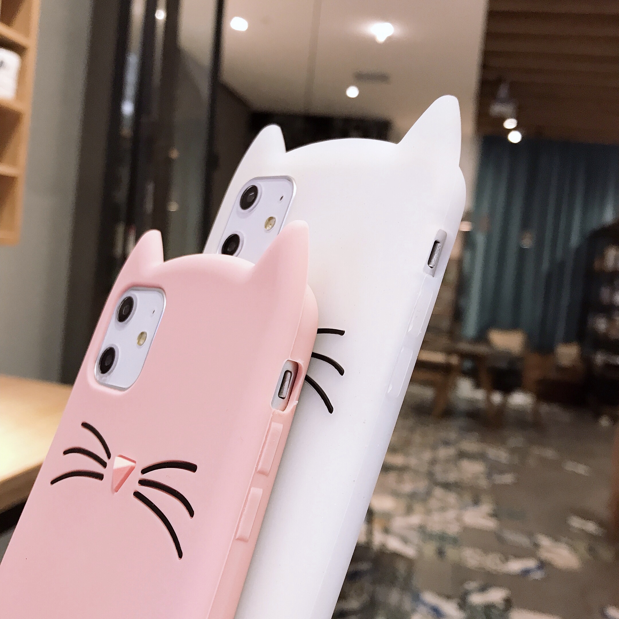 Funda para Iphone 5 5SCute silicona 3D brillo suave TPU gato fundas de teléfono Apple 6 6s 7 8 11 X XR Xs Max Fundas Coque para niña