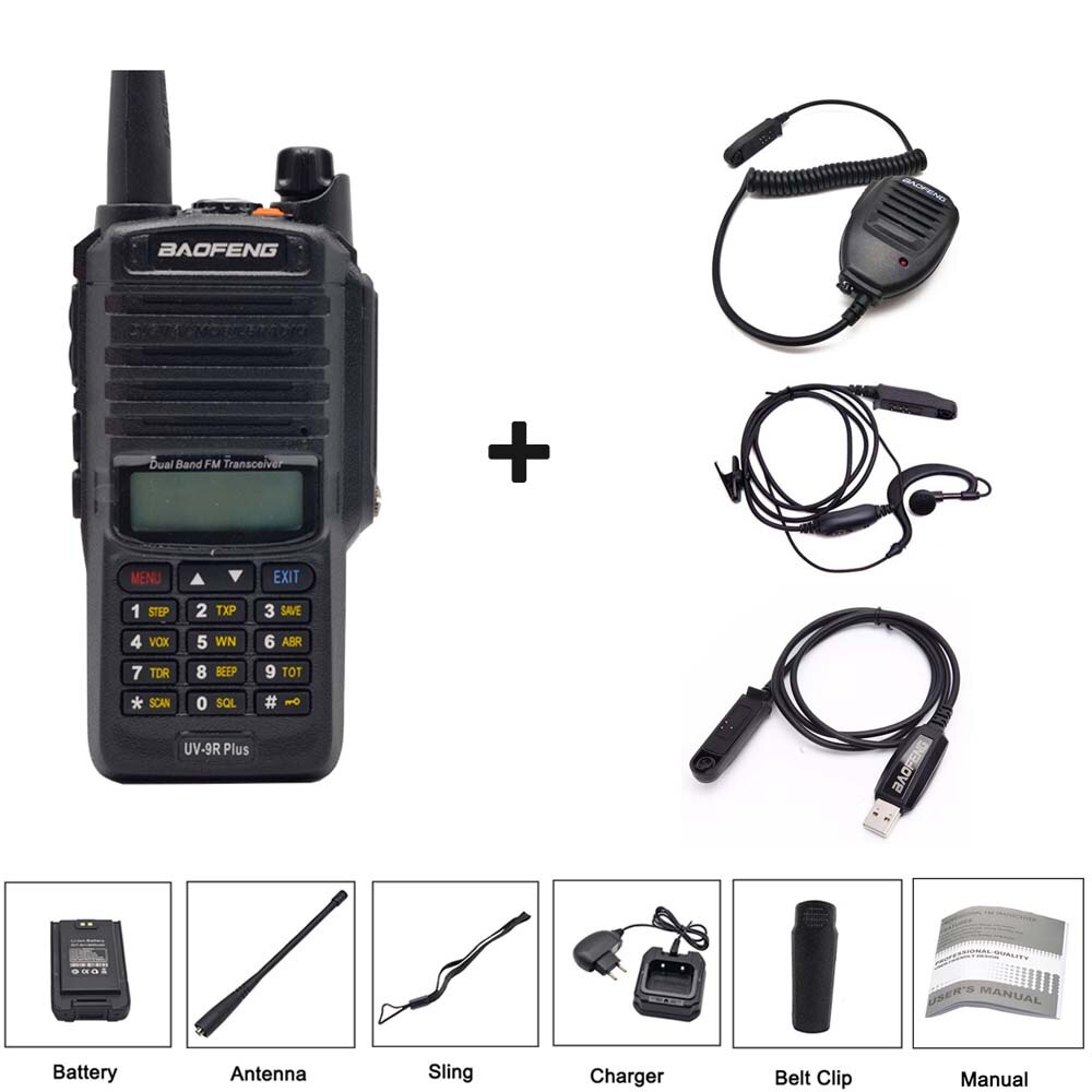 High Power Baofeng UV-9R Plus Twee Manier Radio Waterdichte IP67 Walkie Talkie Dual Band Psp Lange Bereik UV9R plus Draagbare radio