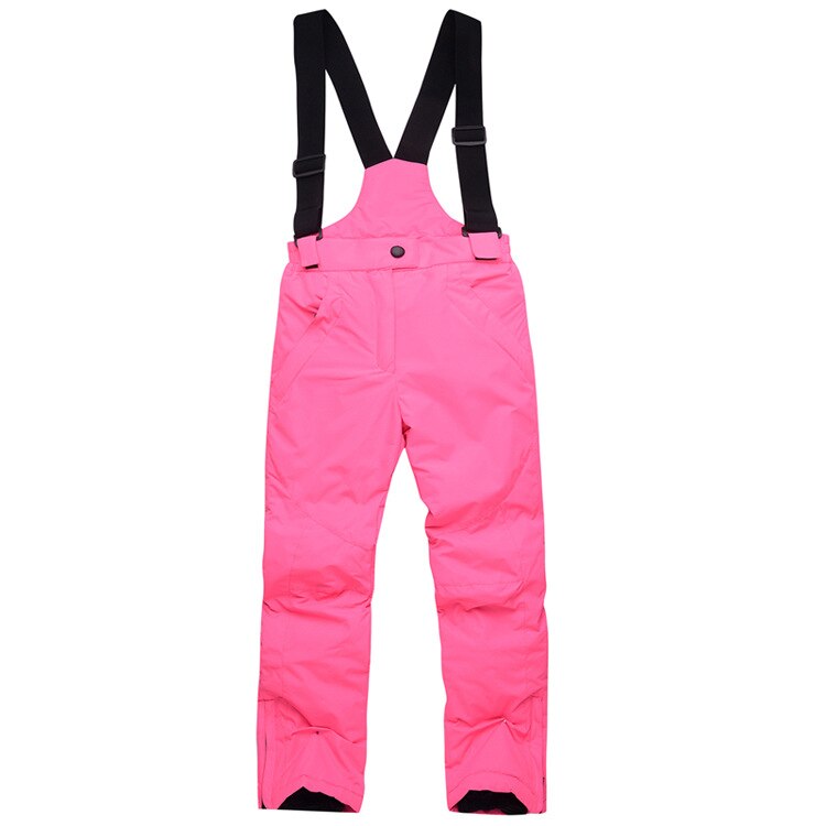 Children Snow Skiing Pants Outdoor Kids Snowboarding Trousers Windproof Thermal Winter Ski Suspender Pant For Girls and Boys: Pink / L